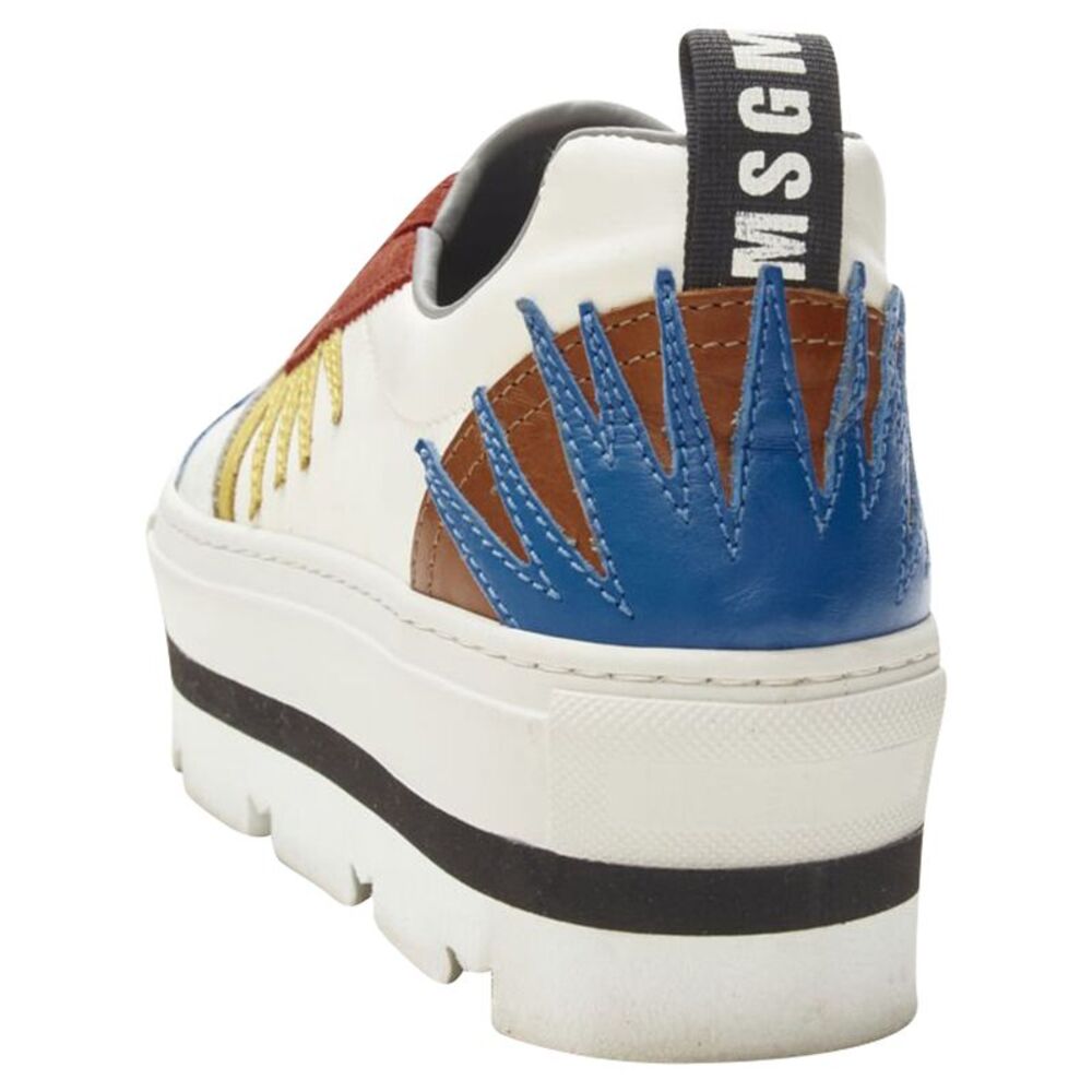 Msgm Leather Starburst Patchwork Point Toe Platfo… - image 2